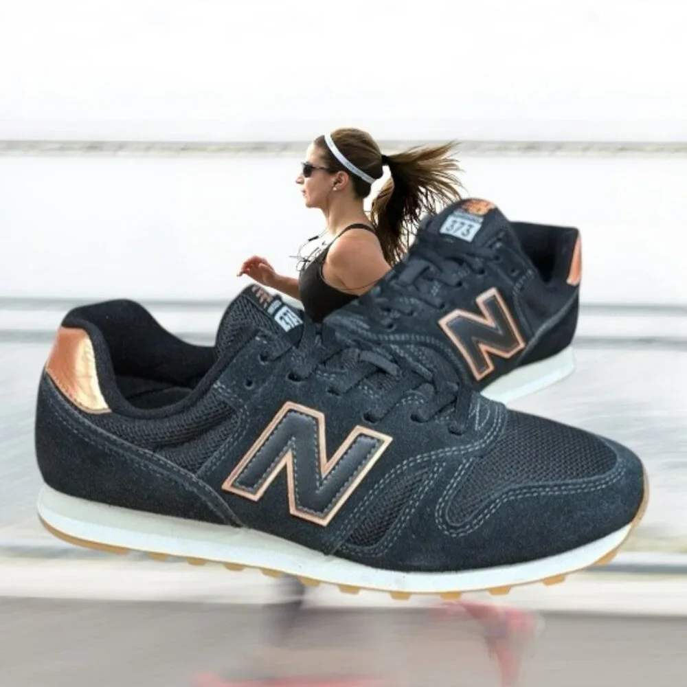 New Balance 373 Black Gold #XWL373CE2 Women's Trainers Running Sneakers Shoes 10